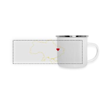 Carte de l’Ukraine - Design minimaliste doré - Mug panoramique émaillé - blanc - Devant