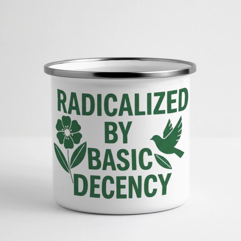 Progressive Values Basic Decency Shirt Panoramic Camper Mug