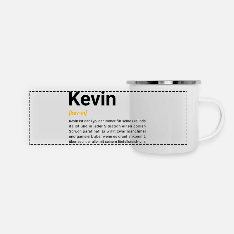 Kevin - Panorama Emaille-Tasse - Weiß