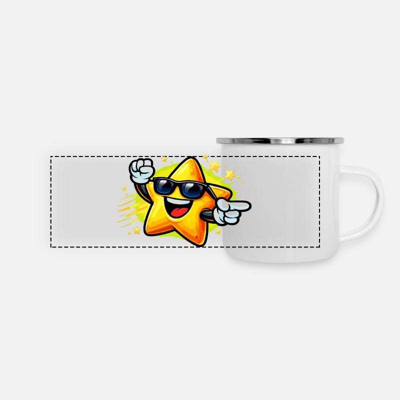 Sunny Star with Sunglasses - Panoramic Camper Mug - white