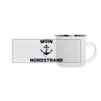 Moin Nordstrand – Maritimes Anker-Design - Panorama Emaille-Tasse - Weiß - Vorne