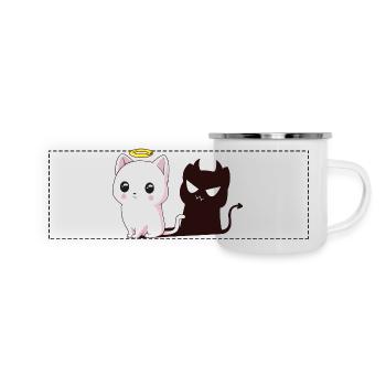Ange de Kawaii avec Ombre de Démon - Mug panoramique émaillé - blanc - Devant