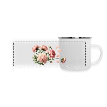 Romantische rosa Pfingstrosen - Panorama Emaille-Tasse - Weiß - Vorne