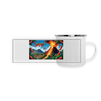Chili Vulkan Design – feurig & scharf für Food-Fan - Panorama Emaille-Tasse - Weiß - Vorne