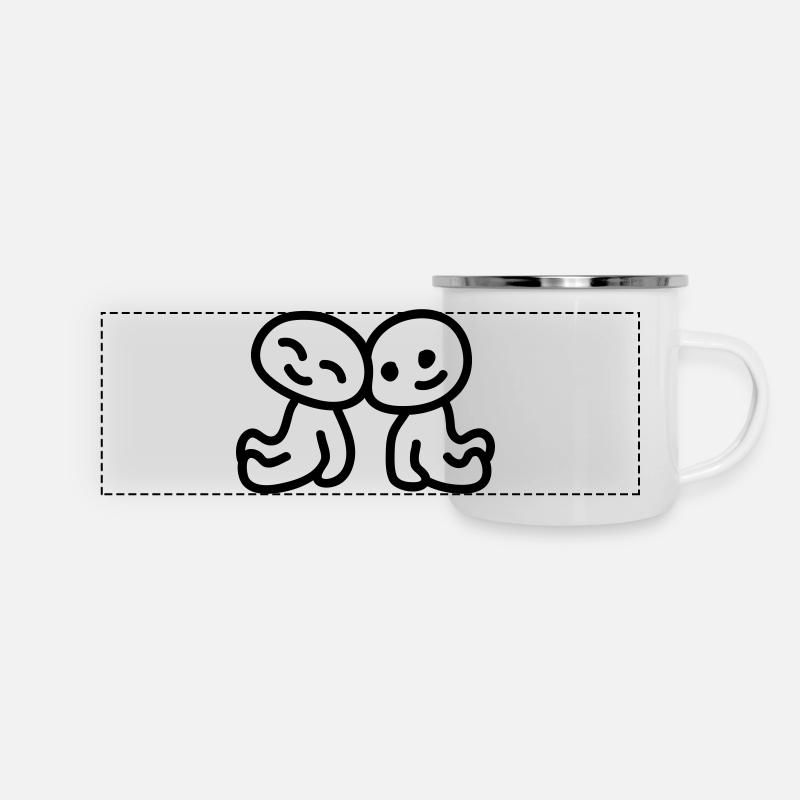 Amitié - amour - ligne - Mug panoramique émaillé - blanc