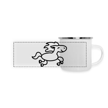 Pferd springt - line - Panorama Emaille-Tasse - Weiß - Vorne