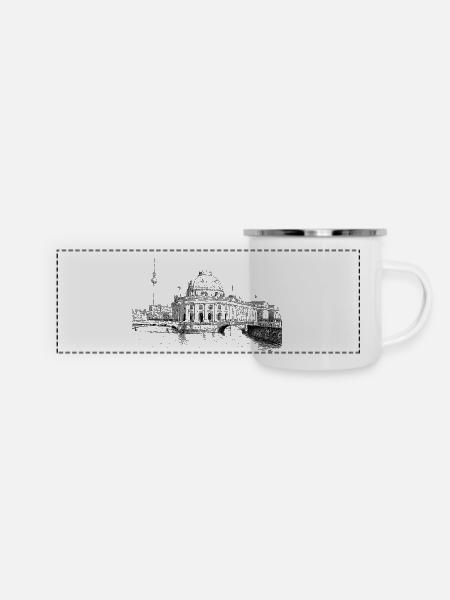 Berlin - Panorama Emaille-Tasse - Weiß