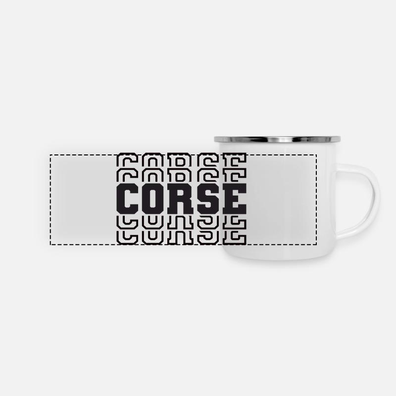 Korsische Design-Geschenkidee - Panorama Emaille-Tasse - Weiß