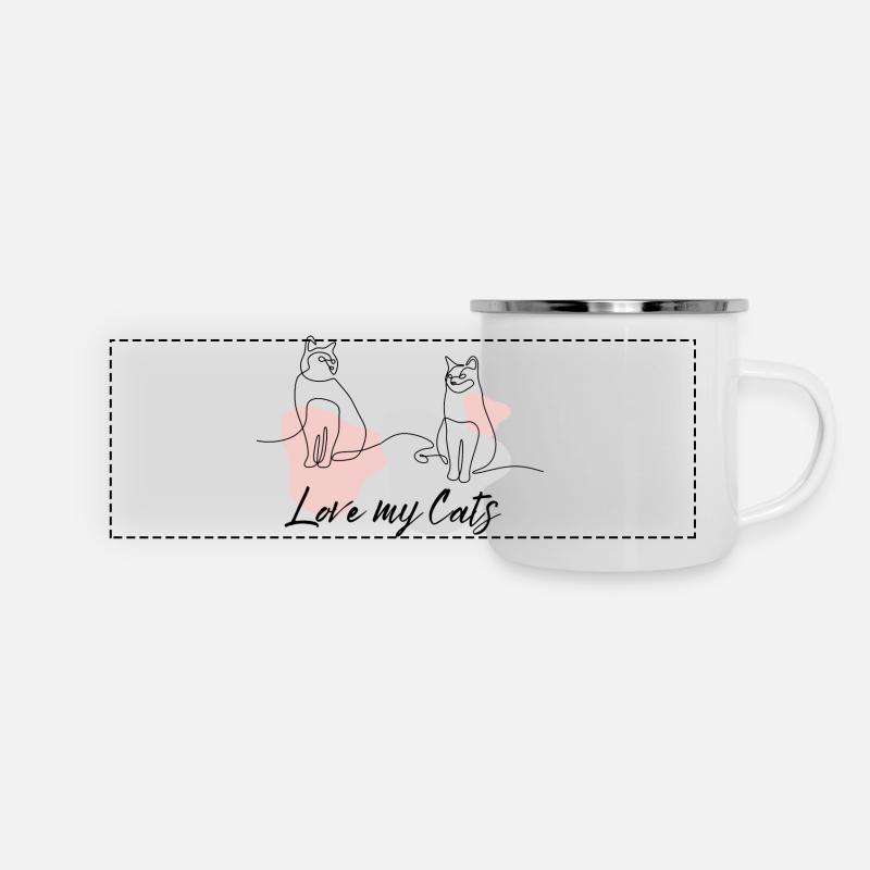J’aime mes chats - Mug panoramique émaillé - blanc