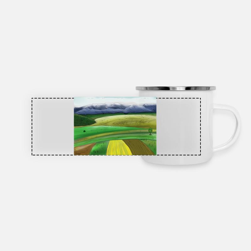 Comic Landschaft - Panorama Emaille-Tasse - Weiß