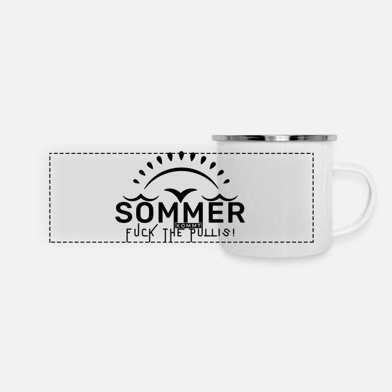 Sommer - fuck the Pulli! - Panorama Emaille-Tasse - Weiß