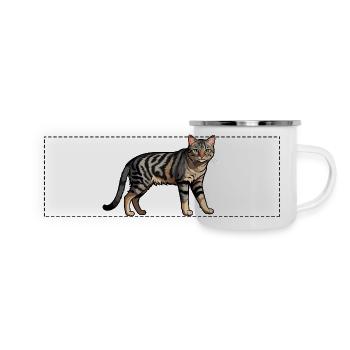 Chat domestique - Autocollant d’animal mignon - Mug panoramique émaillé - blanc - Devant