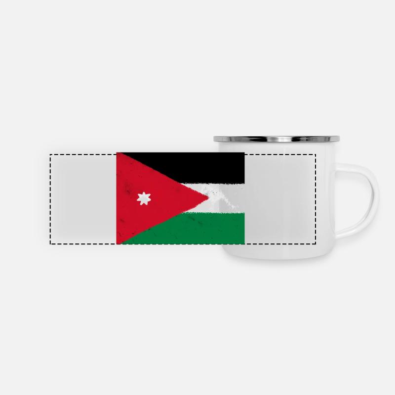 Flagge von Jordanien - Panorama Emaille-Tasse - Weiß