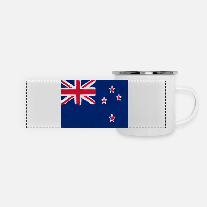 Flagge von Neuseeland - Panorama Emaille-Tasse - Weiß