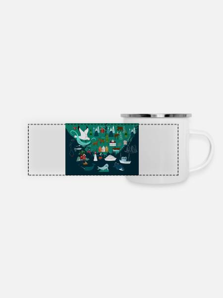 Südnorwegen Souvenir - Panorama Emaille-Tasse - Weiß