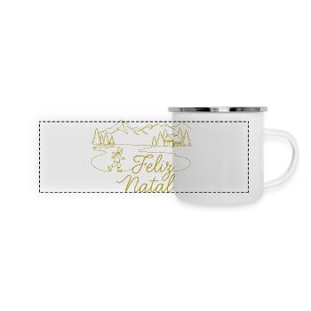 Feliz Natal Winterlandschaft weihnachtlich - Panorama Emaille-Tasse - Weiß - Vorne