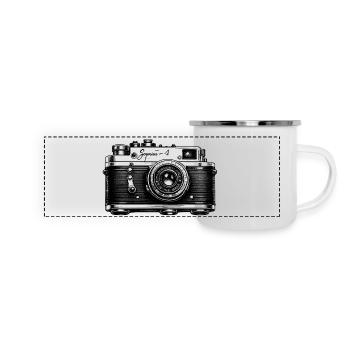 Croquis d'appareil photo vintage - Mug panoramique émaillé - blanc - Devant