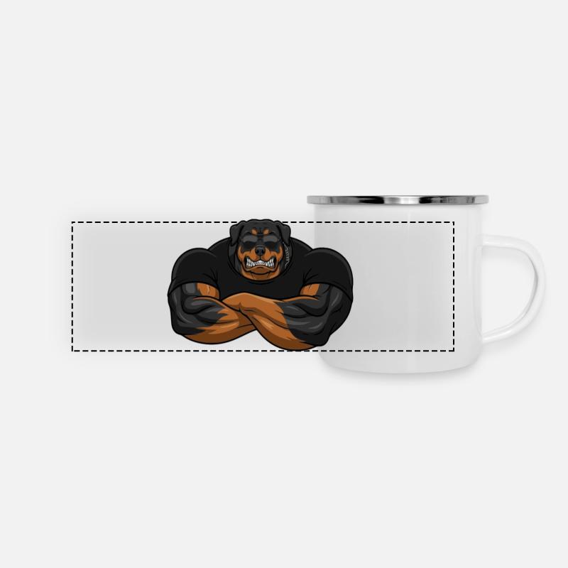 Rottweiler Security – The toughest bouncer - Panoramic Camper Mug - white