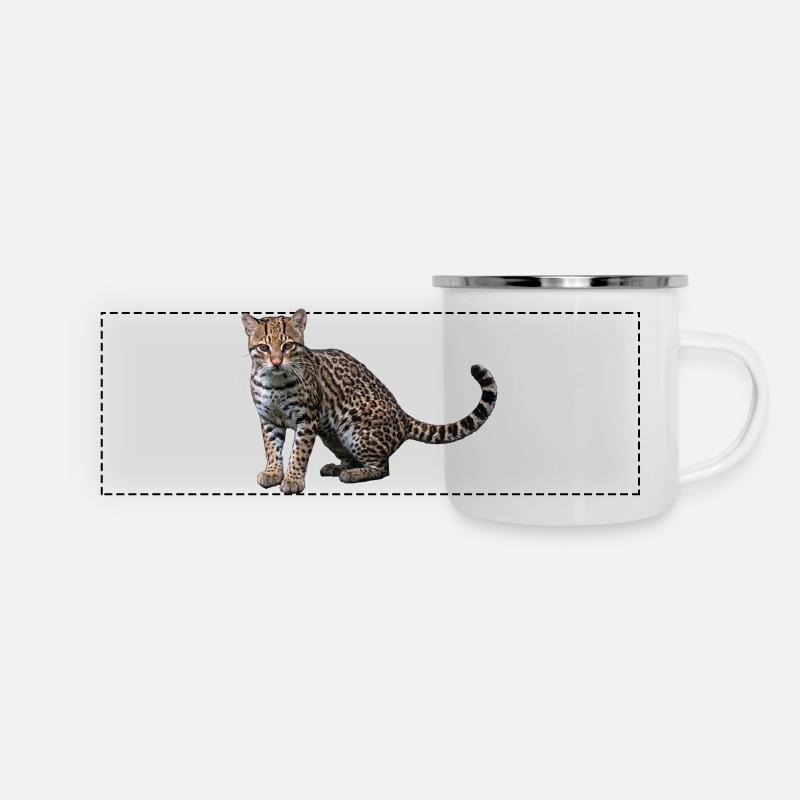 Künstlerischer Leopard - Panorama Emaille-Tasse - Weiß