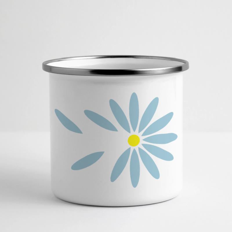 Gänseblümchen-Orakel / daisy oracle (2c) Panorama Emaille-Tasse
