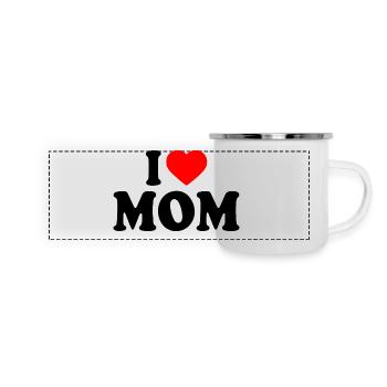 I love mom - Panorama Emaille-Tasse - Weiß - Vorne