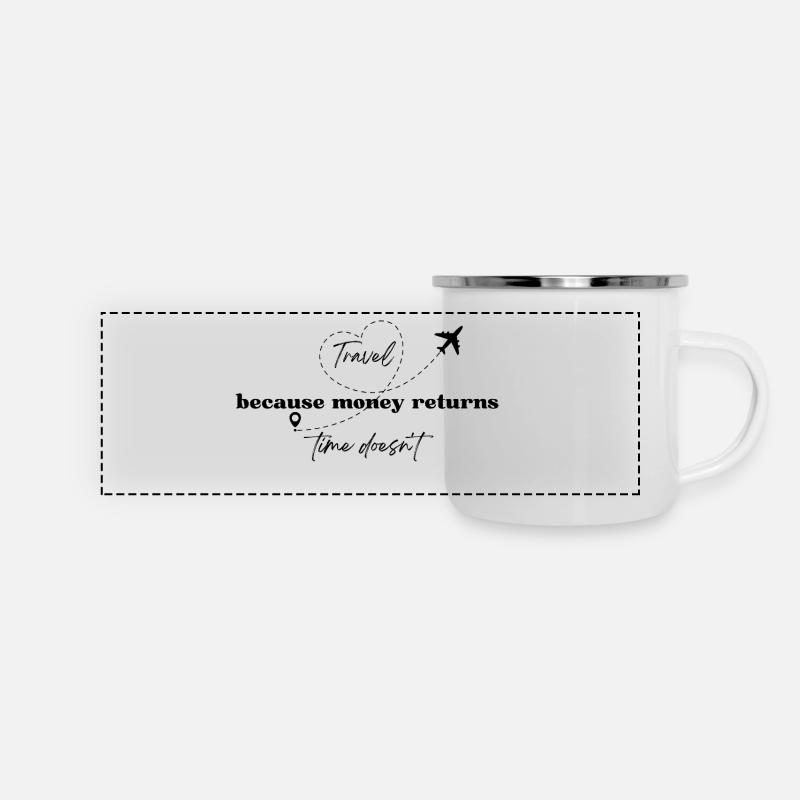 Travel because money returns, time doesn’t - Panoramic Camper Mug - white