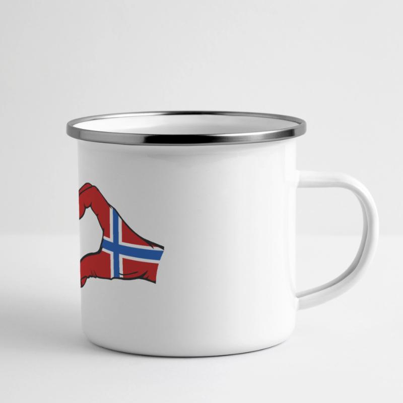 Algérie Norvège Drapeau Mains Coeur Forme Mug panoramique émaillé