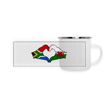 Südafrika Wales Flagge Hände Herzform - Panorama Emaille-Tasse - Weiß - Vorne