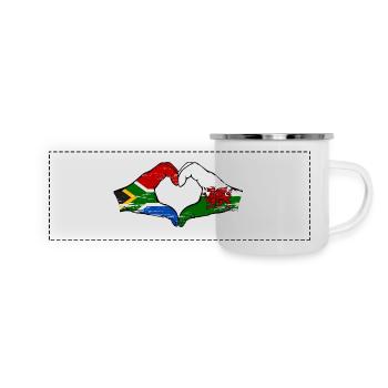 South Africa Wales Flag Hands Heart Shape Used - Panoramic Camper Mug - white - Front
