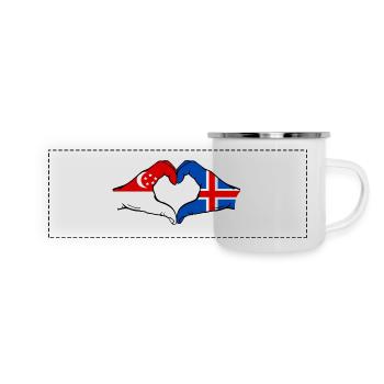 Singapur Island Flagge Hände Herzform - Panorama Emaille-Tasse - Weiß - Vorne
