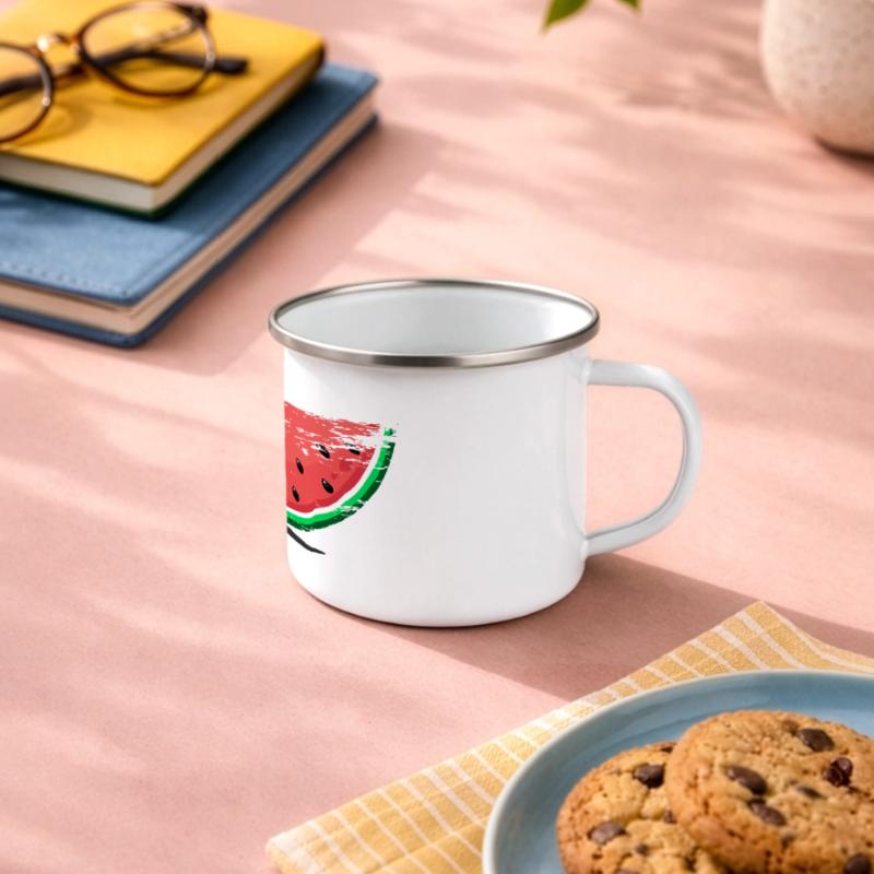 Tranche de conception de pastèque utilisée Mug panoramique émaillé