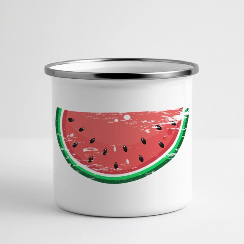 Tranche de conception de pastèque utilisée Mug panoramique émaillé