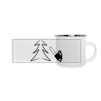 Motorsäge - Panorama Emaille-Tasse - Weiß - Vorne