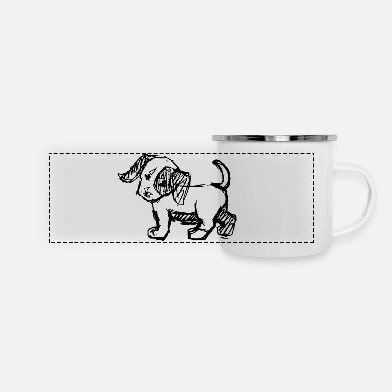 Puppy - Panorama Emaille-Tasse - Weiß