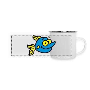 lustiger Fisch - Panorama Emaille-Tasse - Weiß - Vorne