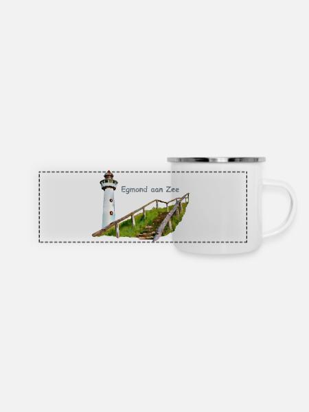 Egmond aan Zee - Panorama Emaille-Tasse - Weiß