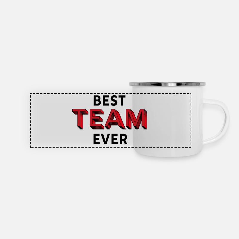 Bestes Team - Panorama Emaille-Tasse - Weiß