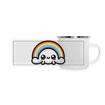 Kawaii Niedlicher Regenbogen - Panorama Emaille-Tasse - Weiß - Vorne