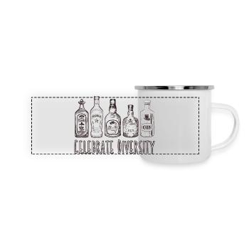Célébrez la diversité des bouteilles d’alcool - Mug panoramique émaillé - blanc - Devant
