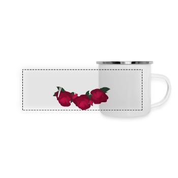 Die minimalistische Braut mit roter Blume - Panorama Emaille-Tasse - Weiß - Vorne
