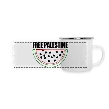 Free palestine Melon pastèque - Mug panoramique émaillé - blanc - Devant