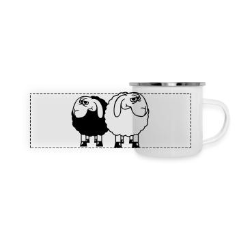 2 Sheep Look Skeptical Offended Friends Team - Panoramic Camper Mug - white - Front
