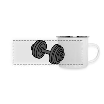 Hantel Gewichte Symbol - Panorama Emaille-Tasse - Weiß - Vorne