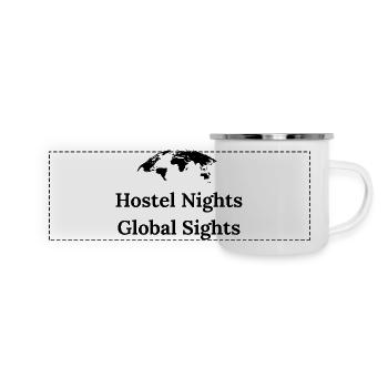 Hostel Nights, Global Sights – Backpacker Shirt - Panoramic Camper Mug - white - Front