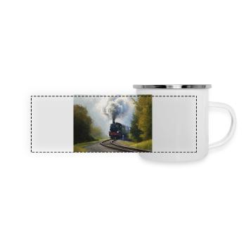 Autumn Steam Train in Woods - Panoramic Camper Mug - white - Front