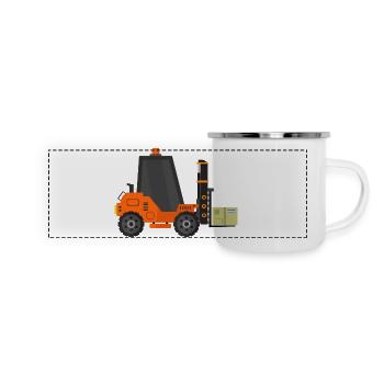 Gabelstapler - Panorama Emaille-Tasse - Weiß - Vorne