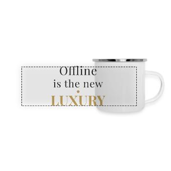 Offline is the New Luxury – Minimal Design - Panorama Emaille-Tasse - Weiß - Vorne