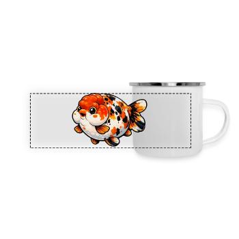 Poisson rouge Calico Ranchu de haute qualité - Mug panoramique émaillé - blanc - Devant