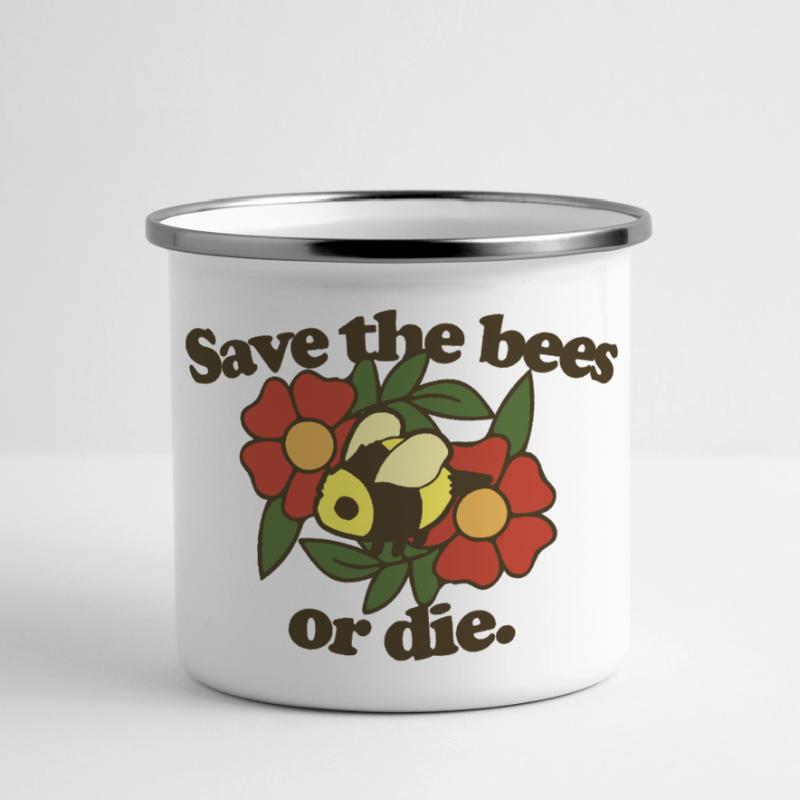 Rette die Bienen oder stirb Panorama Emaille-Tasse