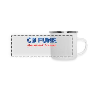 CB Funk überwindet Grenzen - Panorama Emaille-Tasse - Weiß - Vorne